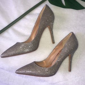 Badgley Mischka glitter pumps